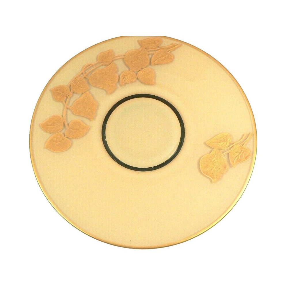 Centerpiece Charger Plate Glass Embossed Floral Border 3-D Effect back glazed